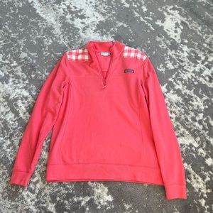 Vineyard Vines Pink quarter zip with plaid worn once